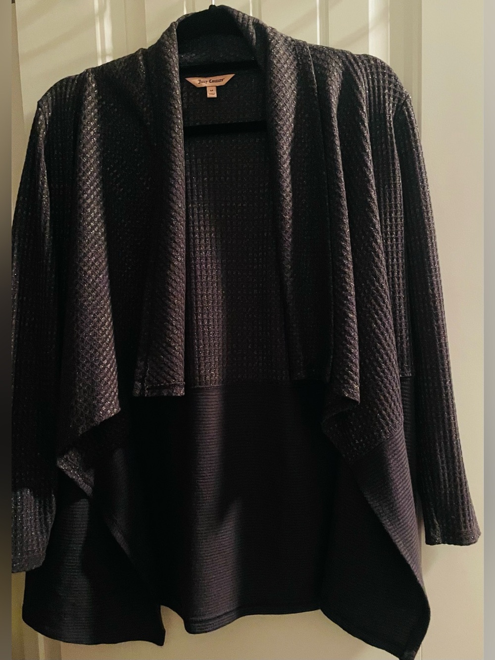 Juicy Couture Slate Blue Waterfall Cardigan Mixed Media Women M